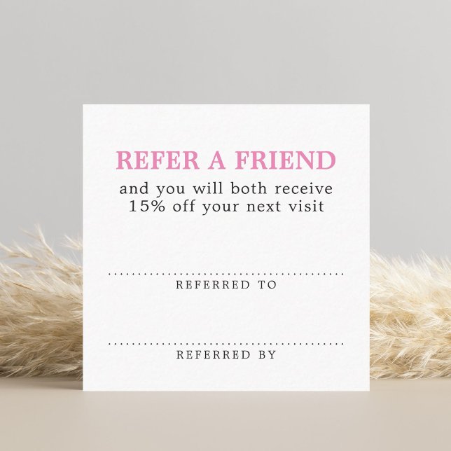 Minimalist Elegant Rose White Beauty Salon Referral Card (Creator Uploaded)