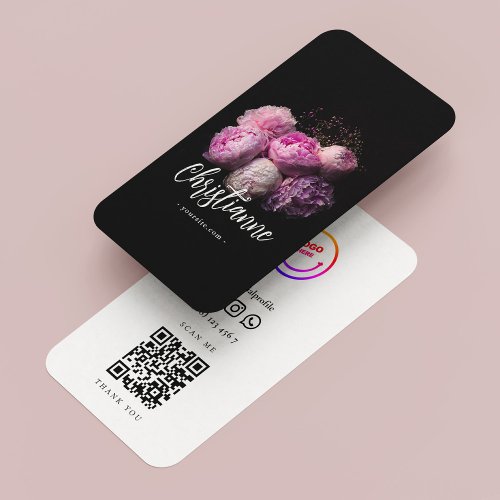 Minimalist Elegant Roses Florist Qr Code Business Card