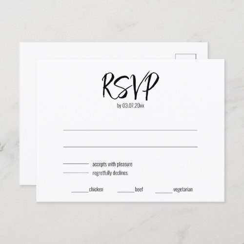  Minimalist Elegant RSVP  dietary requirements Postcard