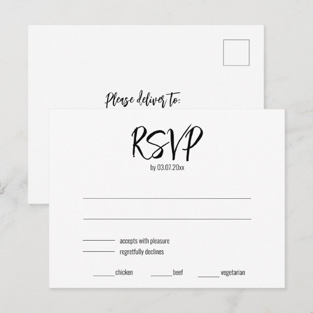 💍 Minimalist Elegant RSVP & dietary requirements Postcard (Front/Back)