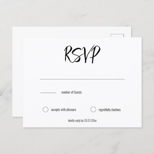  Minimalist Elegant RSVP  number of Guests Postcard