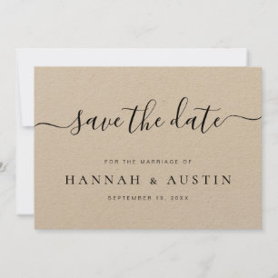 Minimalist Elegant Rustic Kraft Wedding Save The Date