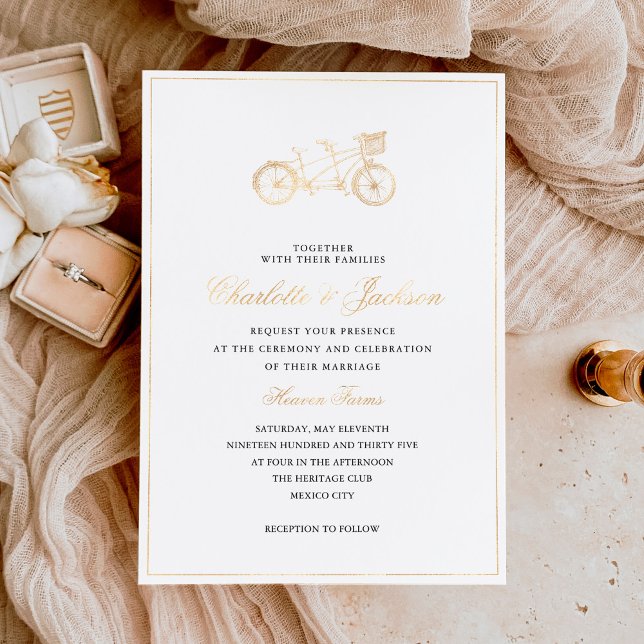 Minimalist Elegant Rustic Simple Wedding Gold Foil Invitation (Creator Uploaded)