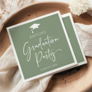 Minimalist Elegant Sage Green Graduation Party Napkins