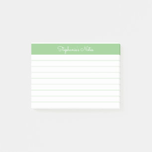 Minimalist Elegant Sage Green Lined Personalized Post-it Notes