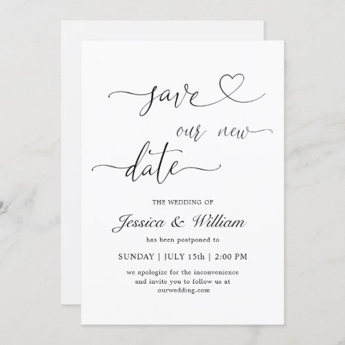 Minimalist Elegant Save our new  Date Postponed Invitation