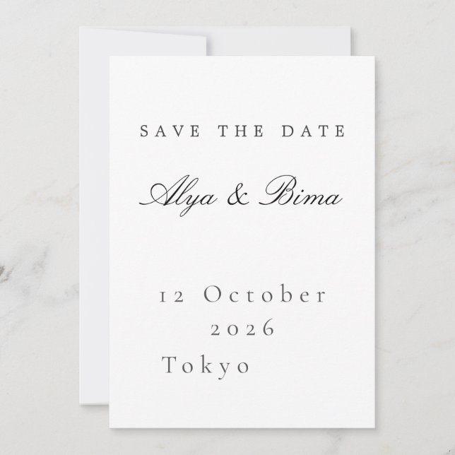 Minimalist Elegant Save the Date Wedding Card (Front)
