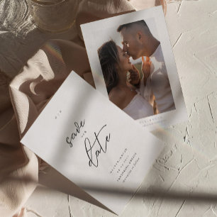 Minimalist Elegant Save the Date With Photo Letterpress Photo Cards