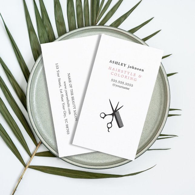 Minimalist Elegant Scissors Comb Hair Salon Business Card (Creator Uploaded)