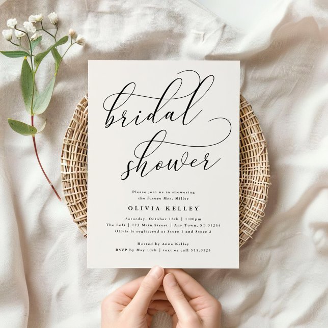 Minimalist Elegant Script Bridal Shower Invitation (Creator Uploaded)