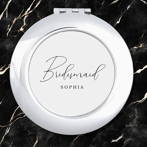 Minimalist Elegant Script Bridesmaid Gift Compact Mirror