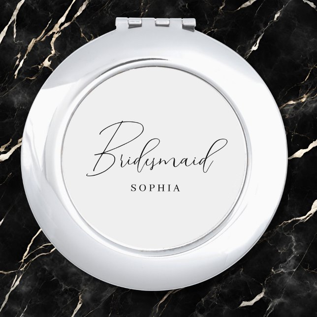 Minimalist Elegant Script Bridesmaid Gift Compact Mirror (Creator Uploaded)