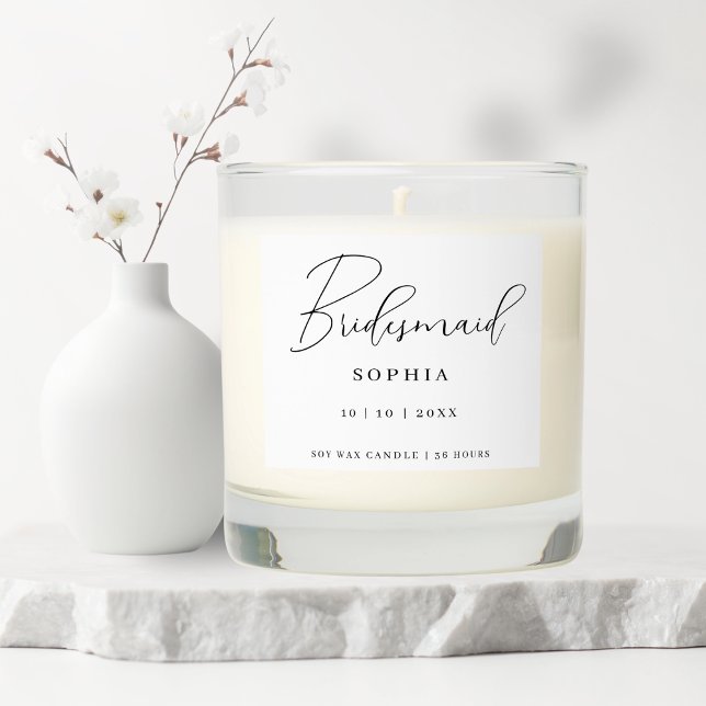 Minimalist Elegant Script Bridesmaid  Scented Candle (Creator Uploaded)