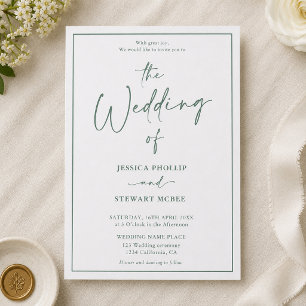 Minimalist Elegant Script Calligraphy Wedding Letterpress Invitation