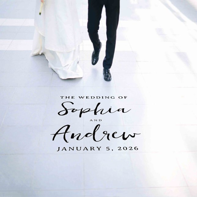 Minimalist Elegant Script Calligraphy Wedding Name Floor Decals (Wedding)