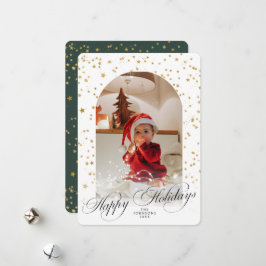 Minimalist Elegant Script Christmas Arch Photo Holiday Card