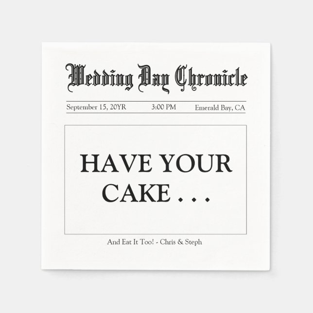 Minimalist Elegant Script Custom Wedding Reception Napkins (Front)