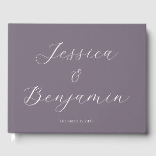 Minimalist Elegant Script Customizable Plum Purple Guest Book