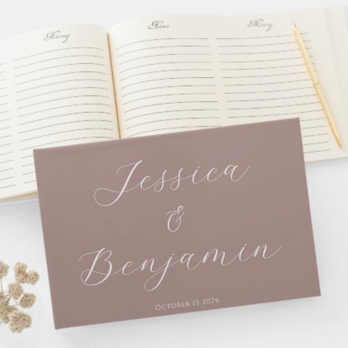 Minimalist Elegant Script Dusty Mauve Customizable Guest Book