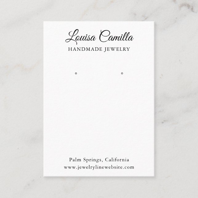 Minimalist Elegant Script Earrings Display Card (Front)