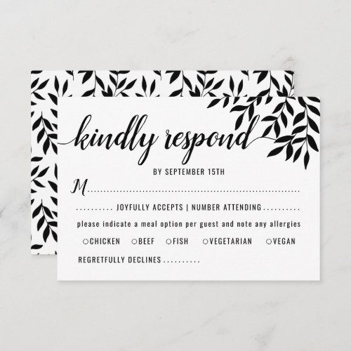 Minimalist Elegant Script Meal Choice RSVP Card