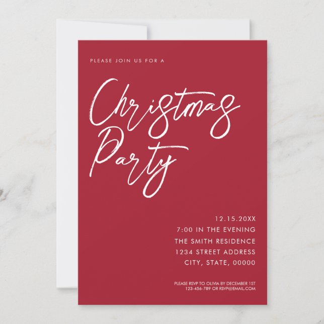 Minimalist Elegant Script Modern Christmas Party Invitation (Front)