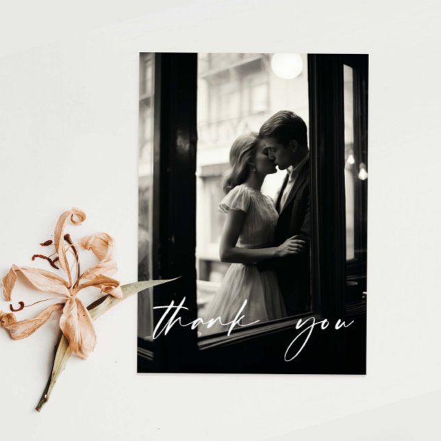 Minimalist Elegant Script Photo Thank you Card (Creator Uploaded)