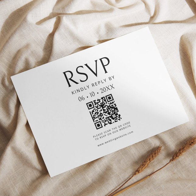 Minimalist Elegant Script QR Code RSVP Card (Creator Uploaded)