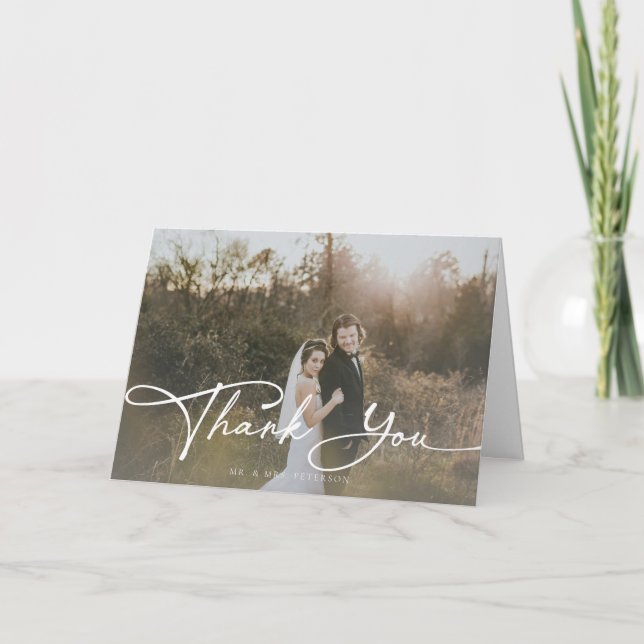 Minimalist Elegant Script  Thank You Folded Cards (Front)