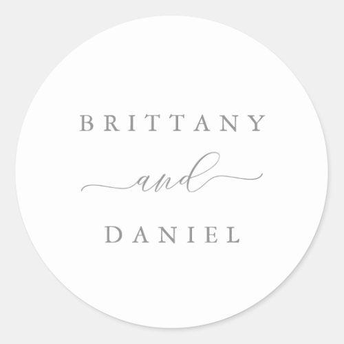 Minimalist Elegant Script Wedding Envelope Classic Round Sticker