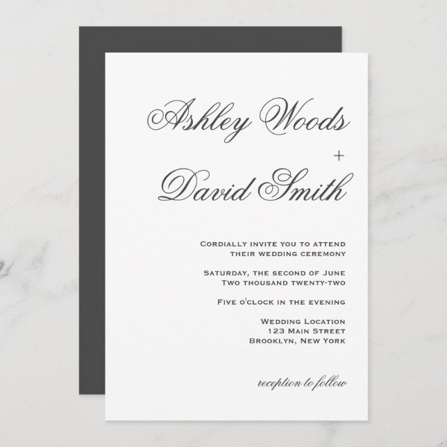 Minimalist Elegant Script Wedding Invitation (Front/Back)
