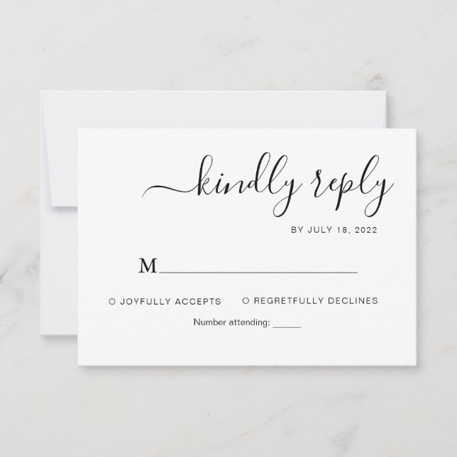 Minimalist Elegant Script Wedding RSVP Card (Front)