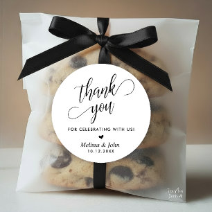 Minimalist Elegant Script Wedding Thank You Favor Classic Round Sticker