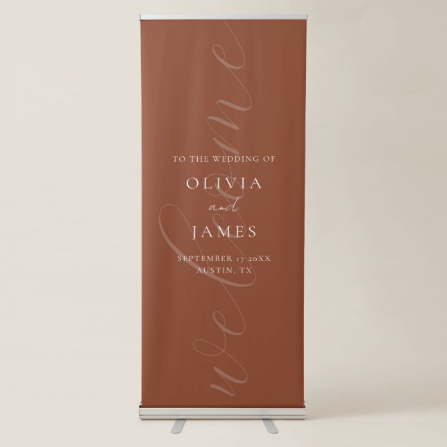 Minimalist Elegant Script Wedding Welcome Retractable Banner (Front)