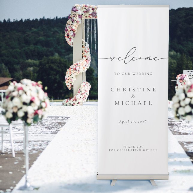 Minimalist Elegant Script Welcome Wedding Retractable Banner (Creator Uploaded)