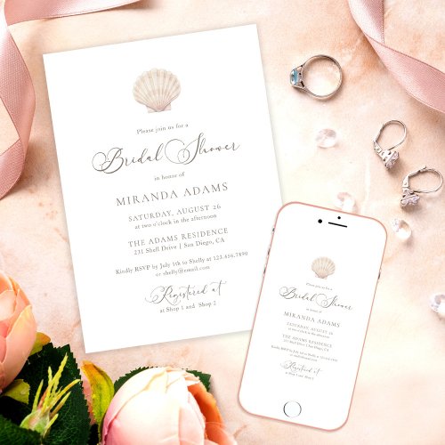 Minimalist Elegant Sea Shell Beach Bridal Shower