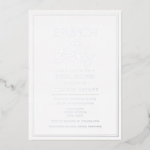 Minimalist Elegant Silver Foil Bridal Shower Foil Invitation