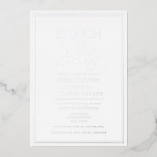 Minimalist Elegant Silver Foil Bridal Shower Invitation