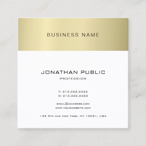 Minimalist Elegant Simple Design Gold Look Plain Square Business Card