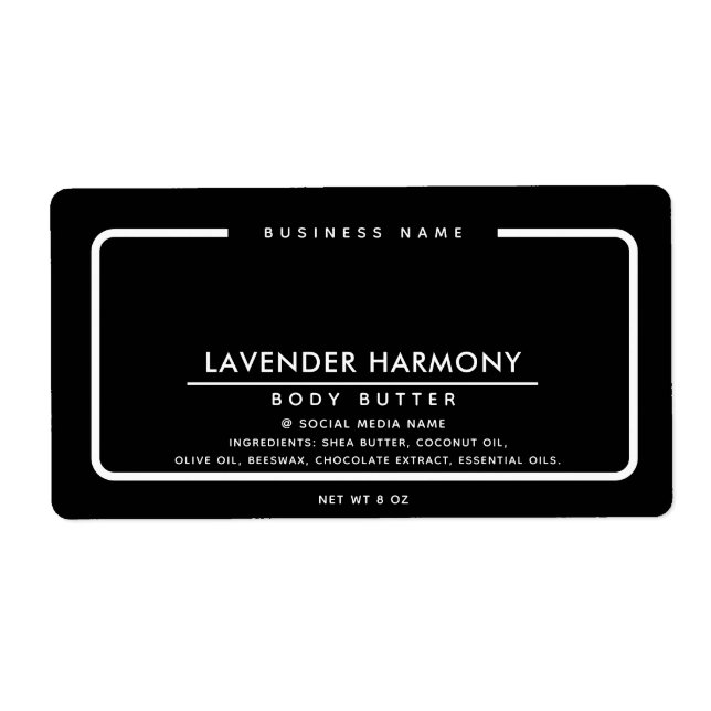 Minimalist elegant simple modern black white label (Front)