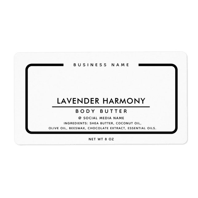 Minimalist elegant simple modern black white label (Front)