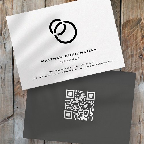 Minimalist Elegant Simple Modern Logo and QR Code Business Card