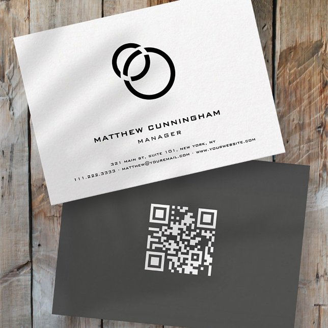 Minimalist Elegant Simple Modern Logo and QR Code Business Card (Creator Uploaded)