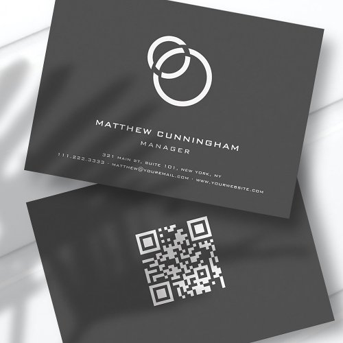 Minimalist Elegant Simple Modern Logo and QR Code Business Card