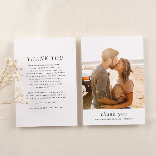 Minimalist  Elegant Simple Photo Wedding Thank You Card