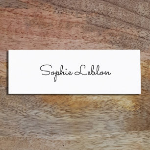 Minimalist elegant simple plain white mini business card