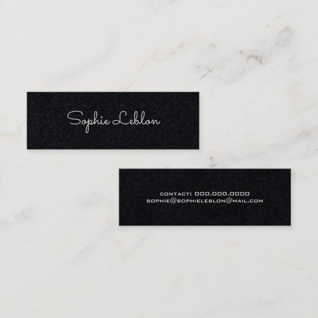 minimalist elegant simple premium black mini business card (Front/Back)