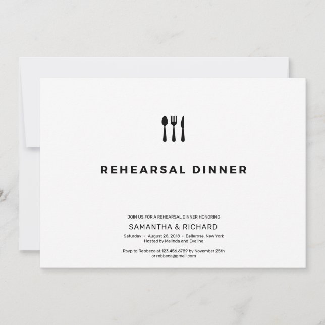Minimalist elegant simple rehearsal dinner invitation (Front)