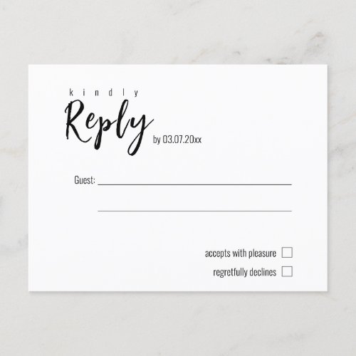  Minimalist Elegant simple RSVP  Postcard