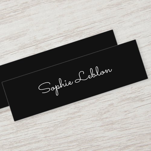 Minimalist Elegant Simple Script Name Black Mini Business Card